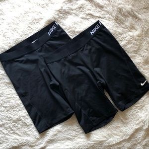 2 Pair Black Nike Pro Compression Shorts 5" inseam